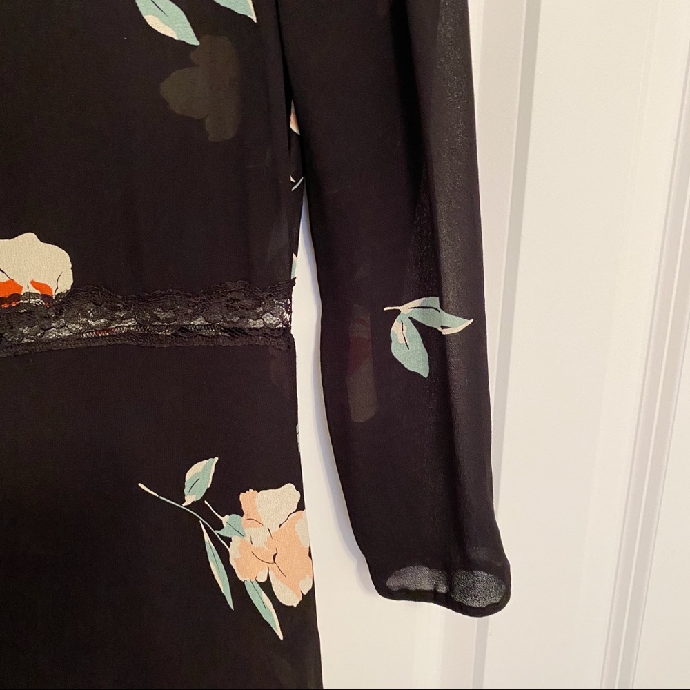 Reformation Black Floral Print Mini Dress - Picture 4 of 10